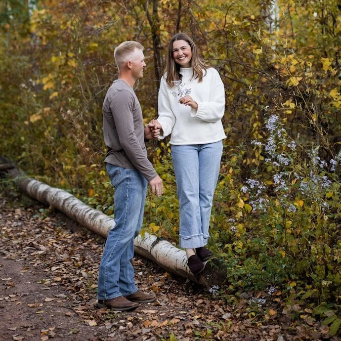 A senior couple enjoying an autumn day outdoors